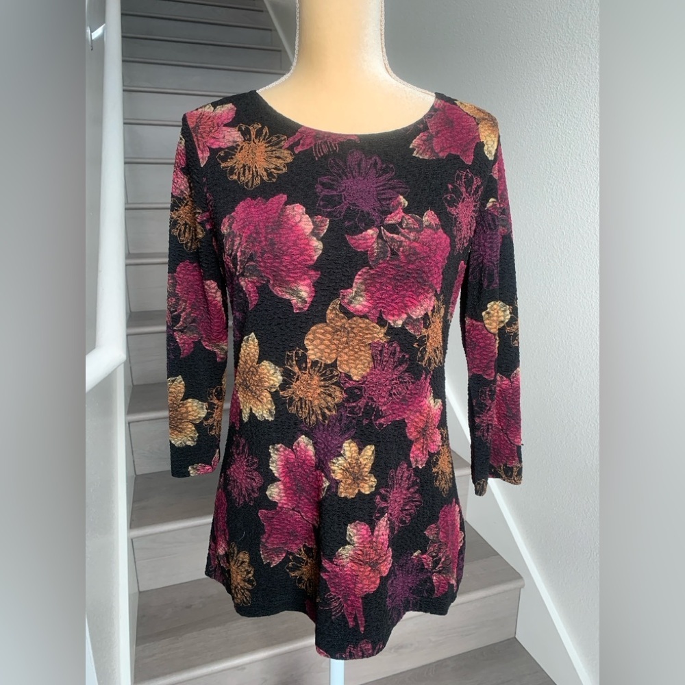 French Laundry Black and Pink Multicolored Floral Blouse